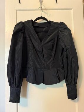 La Femme En Noir backlot sample taffeta Edwardian Blouse in Black